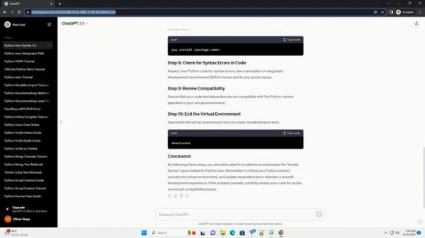 python venv invalid syntax
