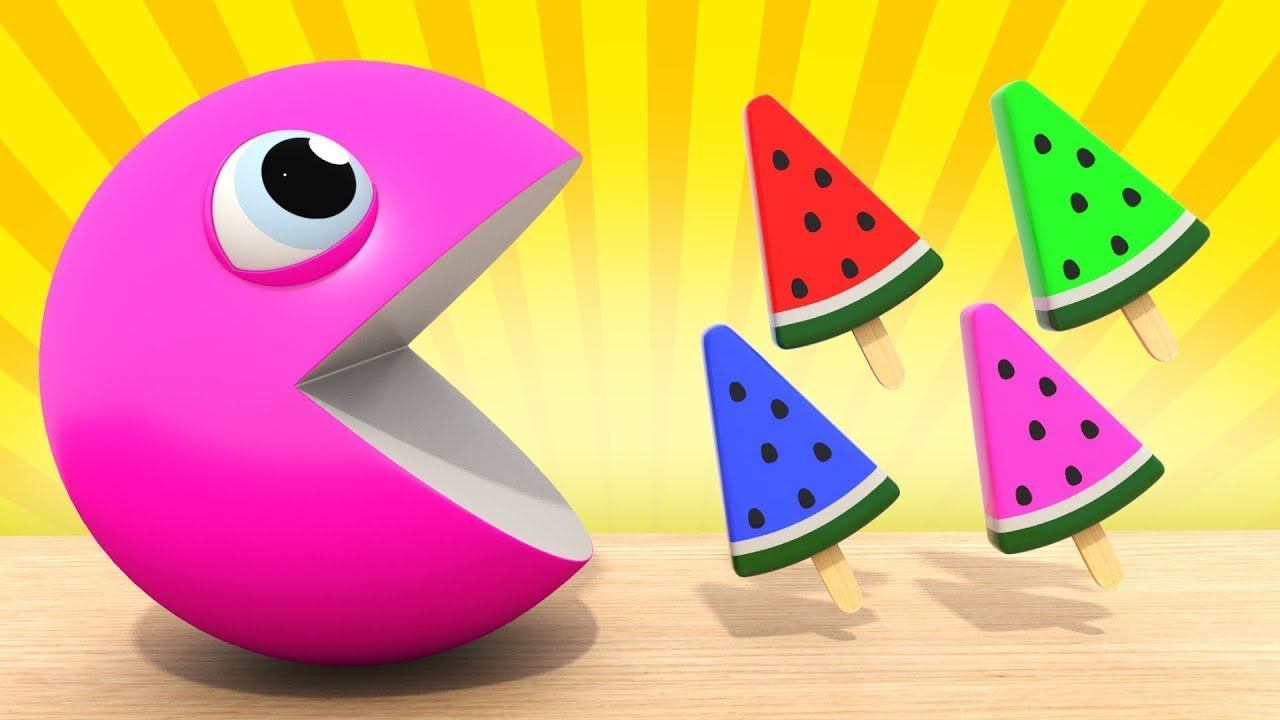 Изучаем Цвета Пакман Мороженое для детей Развивающие мультики для малышей смотреть онлайн