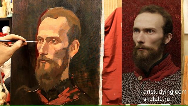 Портрет бородатого мужчины - Обучение живописи. Портрет, 41 смотреть онлайн