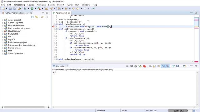 Rat in a maze problem Python using backtracking when movement in all possible directions is allowed смотреть онлайн