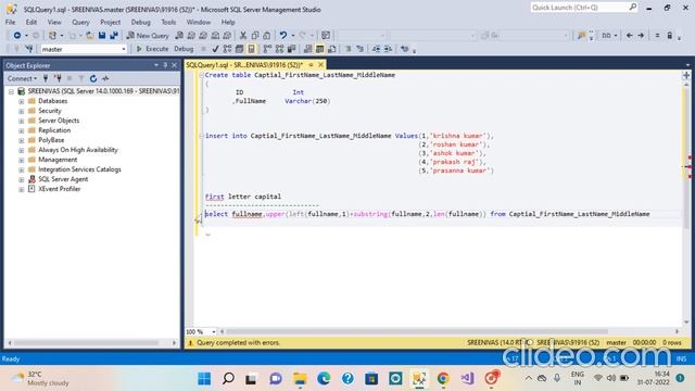 how to capitalize the first and middle and last letter in SQL server #sql #Sqlqueries #sql server смотреть онлайн