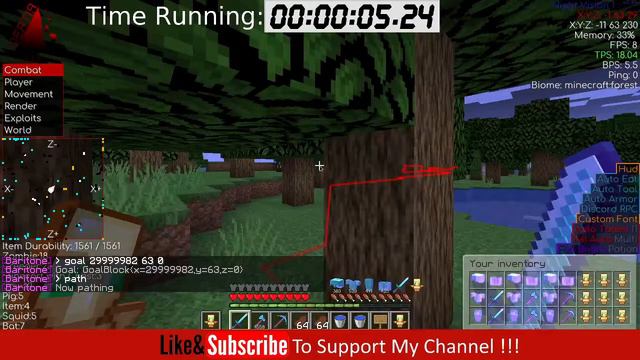 Using Baritone to Walk to Minecraft World-Border смотреть онлайн