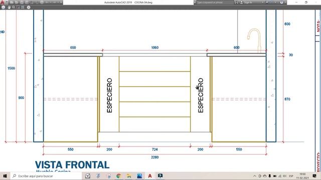 Como hacer y diseñar una cocina en AutoCAD.. descargar planos смотреть онлайн