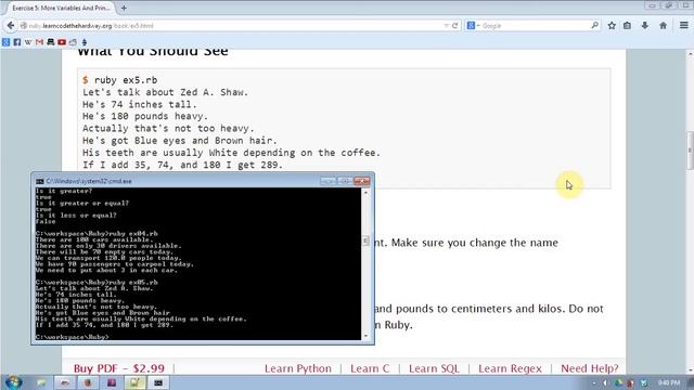 Learn Ruby The Hard Way Exercises 1 - 10 смотреть онлайн