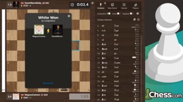 Magnus Carlsen vs GM Daniel Naroditsky | Blitz Chess 3+0 | Chesscom | 8 February, 2024