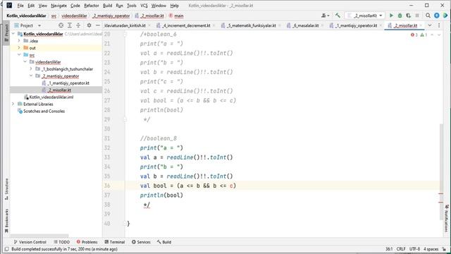 Kotlin - Mantiqiy ifodalarga (boolean) oid masalalar смотреть онлайн