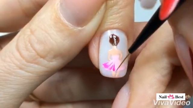 Легкий Рисунок гель-лаком + ЛЕПКА гелем «Балерина». Роспись на ногтях клиентки. смотреть онлайн