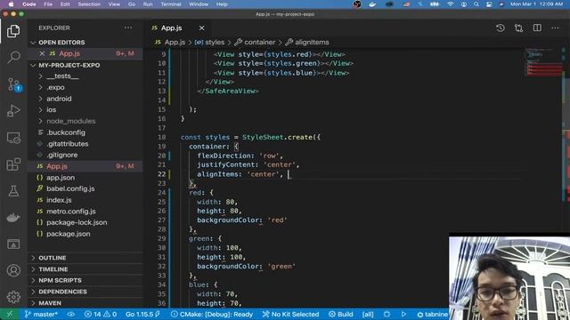 React Native: Flexbox. justifyContent vs alignItems смотреть онлайн