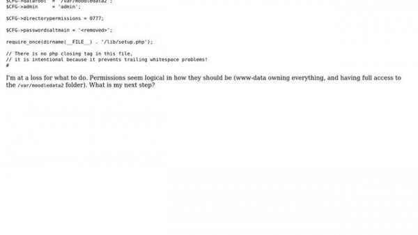 Moodle error - Fatal error: $CFG-＞dataroot is not writable, admin has to fix directory...