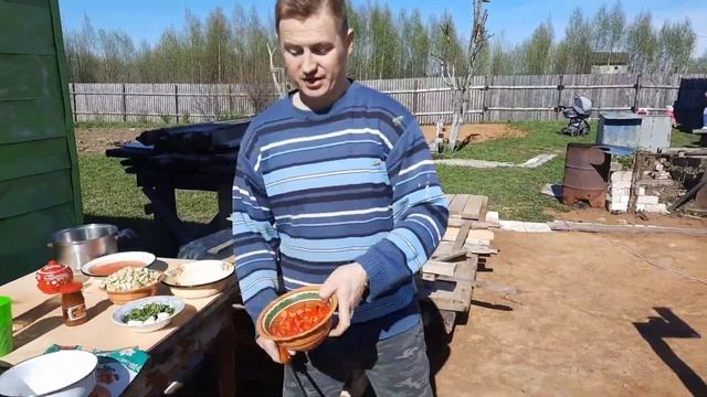 Готовим на даче, в казане, ГРУЗИНСКОЕ блюдо - ХОРЦИАНИ. смотреть онлайн