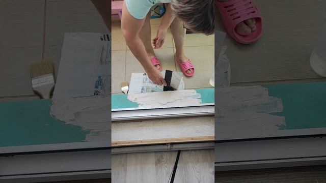 Ремонт порога на балконе. Штукатурим и восстановлением лоджию.