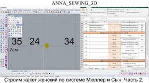 Строим основу женского жакета по методу Мюллер и Сын с использованием интерактивной таблицы. Чст 2.