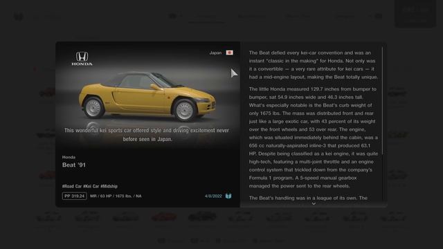 GT7: All About The 1991 Honda Beat