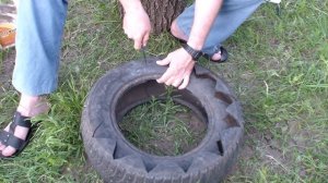 Клумба из колеса ножом за пять минут.