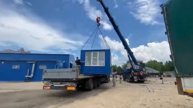 Погрузка блок контейнера Пост охраны | Изготовление блок-контейнеров и модульных зданий смотреть онлайн