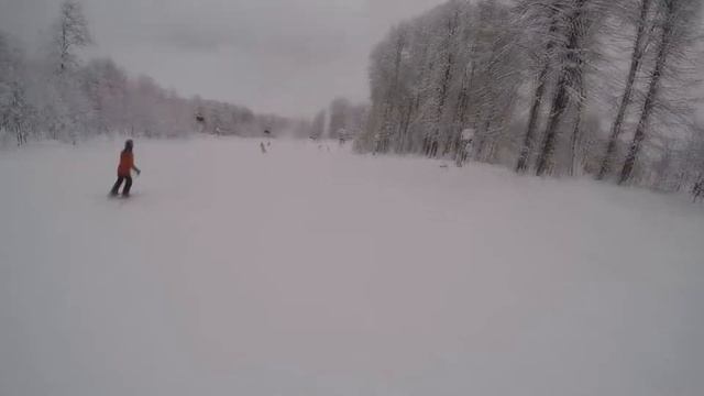 Роза Хутор горнолыжный заезд по трассе Каскад смотреть онлайн