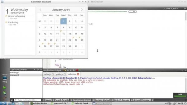 Qt Creator Examples: Qt5 Calendar