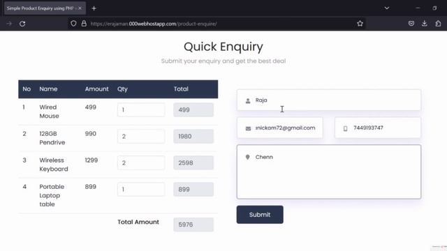 Simple Product Enquiry in php with mail function смотреть онлайн