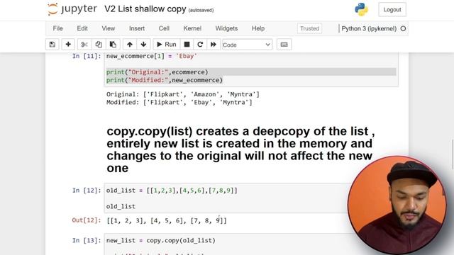 Shallow Copy on lists in python #shallowcopy #lists #python смотреть онлайн