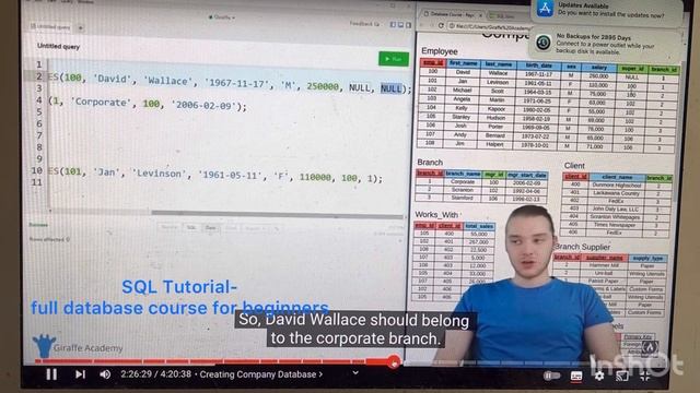 Day1 ,learn sql, create datebase, but can’t run foreign key. смотреть онлайн