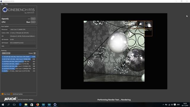Intel Core I7-2640m CINEBENCH R15 тест