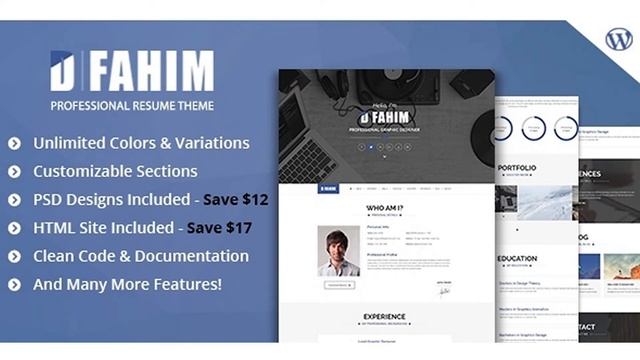 Hired - Professional Resume WordPress Template | Themeforest Website Templates and Themes смотреть онлайн