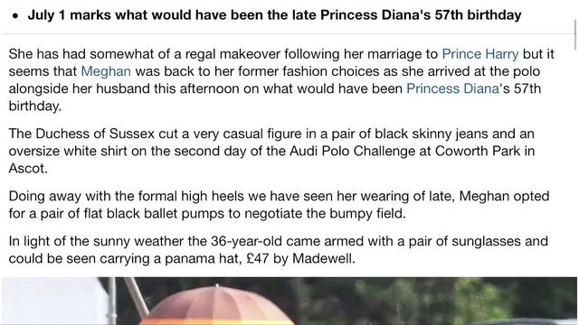 Meghan Joins Harry At Polo While William Marks Diana's 57th Birthday Privately смотреть онлайн