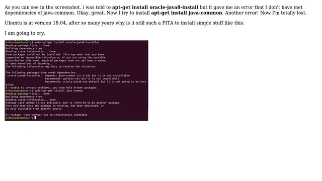 Problems installing Java 8 onto Ubuntu 18.04 - Errors on oracle-java8-installer and java-common смотреть онлайн