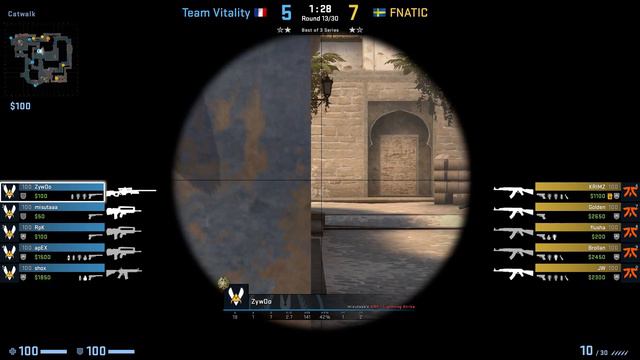 CS:GO POV Demo Vitality ZywOo (39/12) vs Fnatic (de_mirage) смотреть онлайн