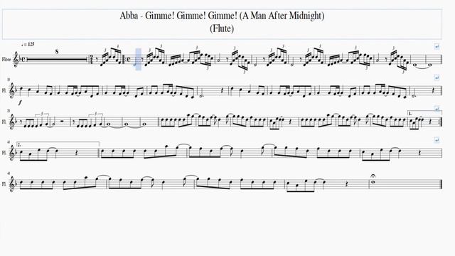 Abba Gimme! Gimme! Gimme! - Flute Free Sheet Music смотреть онлайн