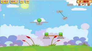 Angry Birds Piggies Out - BAD PIGS CUTTING ROPE TO THROW TWO TRIANGLE BIRDS!