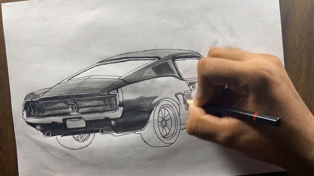 1967 Ford Mustang Pencil Sketch смотреть онлайн