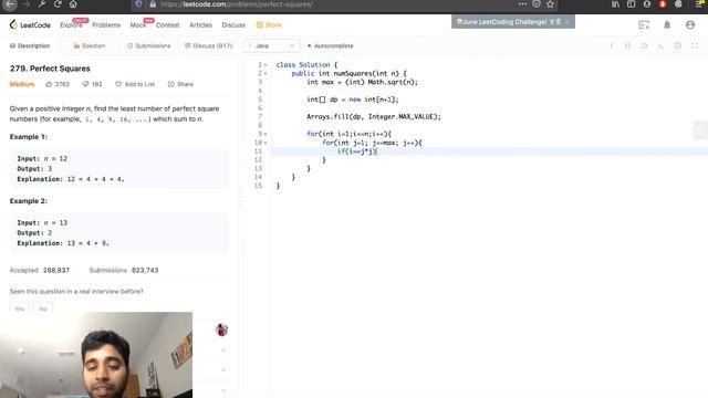 Leetcode Perfect Squares Java Solution | Dynamic Programming смотреть онлайн