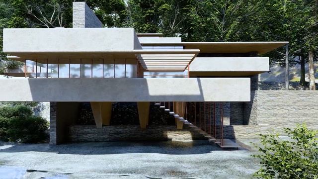 FALLINGWATER HOUSE ANIMATION ARCHITECT FRANK LLOYD WRIGHT LUMION ANIMATION, ДОМ АНИМАЦИИ смотреть онлайн