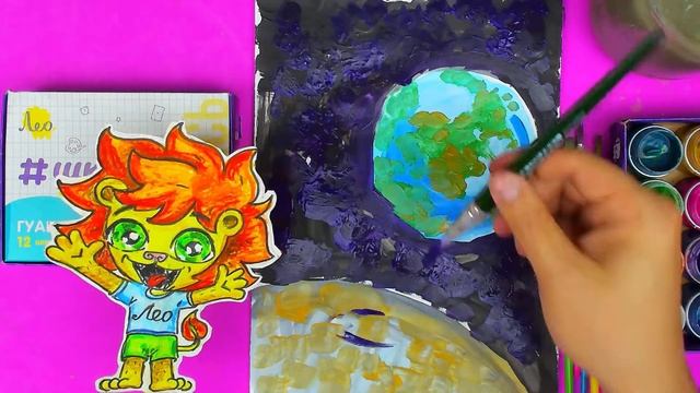 Как нарисовать КОСМОС красками ГАУШЬ 5+ смотреть онлайн