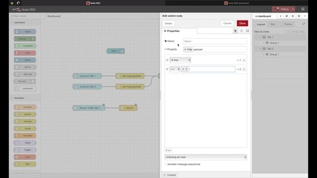 Node-Red: Dashboard UI Control Tabs смотреть онлайн