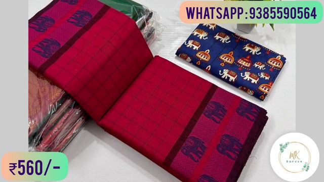 New arrivals of chettinad cotton sarees small checked designs Collections #mksarees #cottonsarees смотреть онлайн