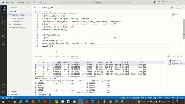 Python 2. Nhập dữ liệu và tạo các biến số trong kinh tế lượng смотреть онлайн