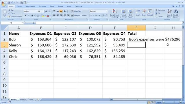 Functions/Formulas in Excel 5 - Combine Text and Formulas in a Cell смотреть онлайн
