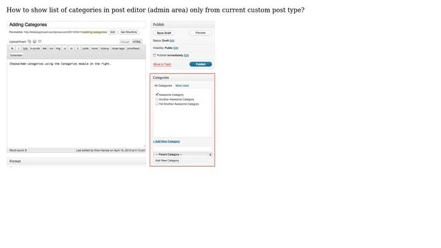 Wordpress: Show list of categories in post editor only from current custom post type смотреть онлайн