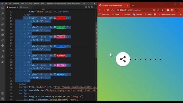 Animated Circular Social Share Menu using Html CSS & Vanilla JavaScript смотреть онлайн