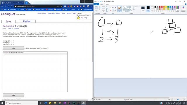 Recursion - 1 (triangle) Java Solution || Codingbat.com смотреть онлайн