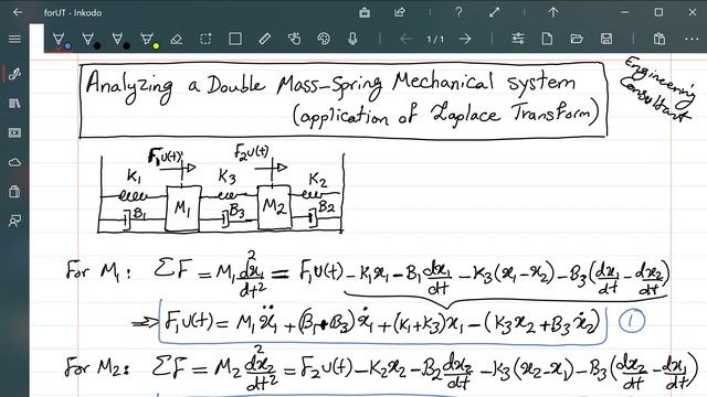 Double spring-mass mechanical system analysis using Laplace Transform смотреть онлайн