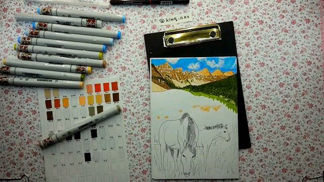 SPEEDPAINT markers: Wild horses of mountain Altai // скетчинг маркерами смотреть онлайн