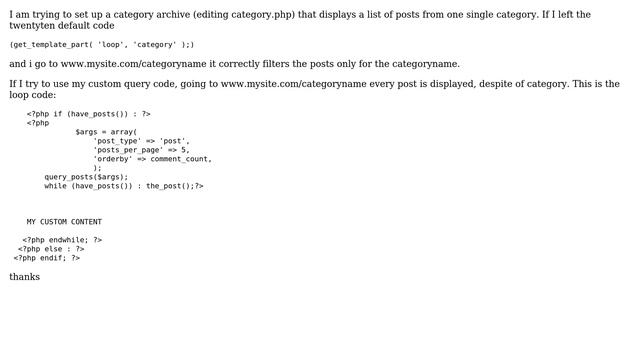 Wordpress: Category page showing posts from all categories смотреть онлайн