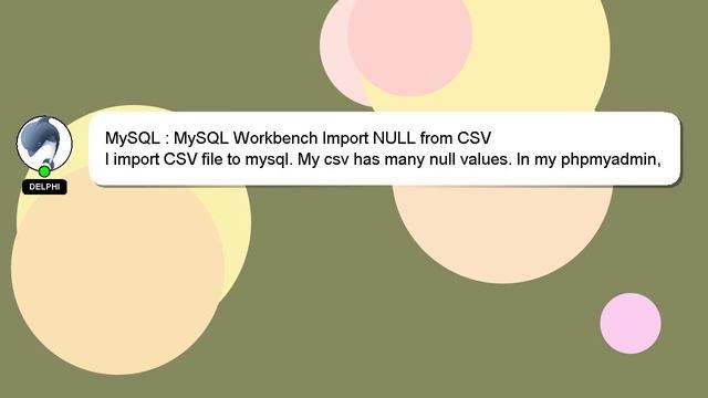 MySQL : MySQL Workbench Import NULL from CSV смотреть онлайн