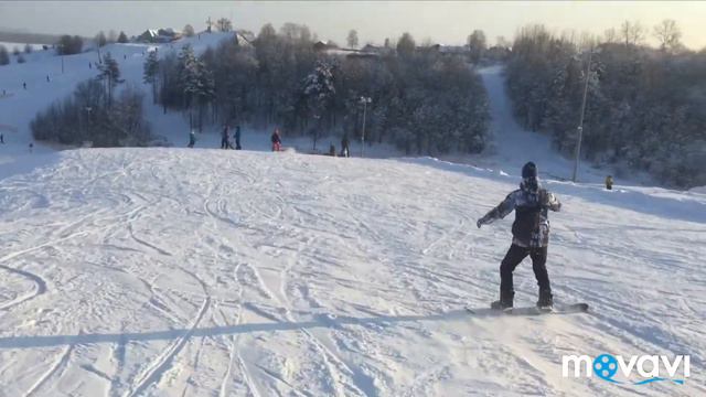 Первый раз в жизни встал на сноуборд! смотреть онлайн