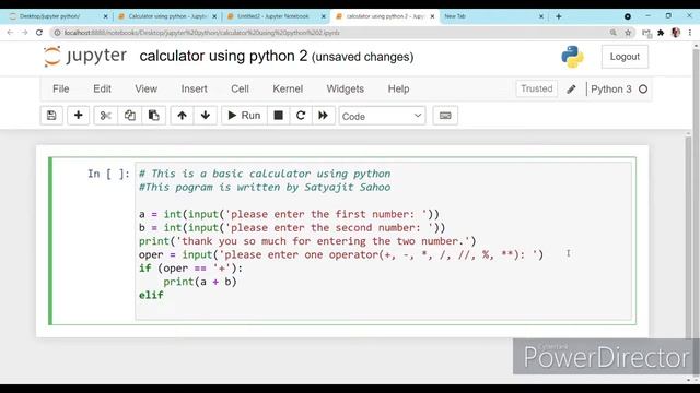 Basic calculator Using python in 8 minutes❤|| best coding using python?|| in Jupyter notebook||Saty смотреть онлайн