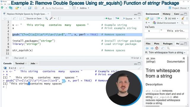 Replace Multiple Spaces by Single Space in R (2 Examples) | Drop Redundant Whitespace | str_squish( смотреть онлайн