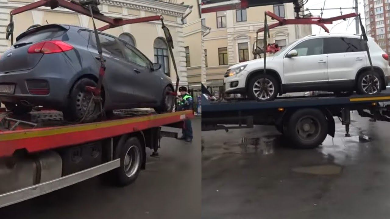 Эвакуация на пл. Свободы с грамотным инспектором ДПС против нарушителей ПДД. смотреть онлайн